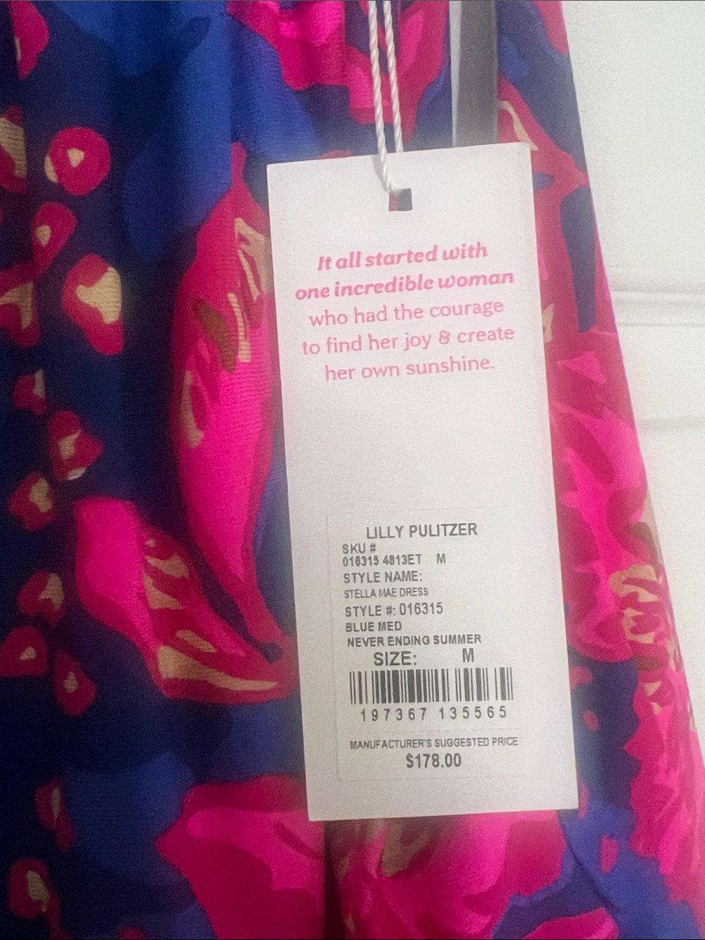 Lilly Pulitzer Navy and Hot Pink Tropical Print dress. Stella Mae halter dress - Picture 2 of 7